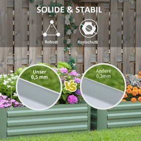 Outsunny Zestaw 2 skrzynek na kwiaty Stalowa konstrukcja Otwarte dno Zielony 100x100x30cm Ogród | Aosom PL