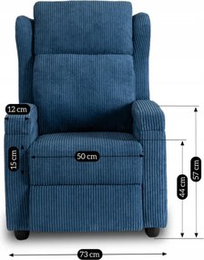 Fotel Rozkładany z Podnóżkiem SPENCER Granatowy Sztruksowy Nowoczesny