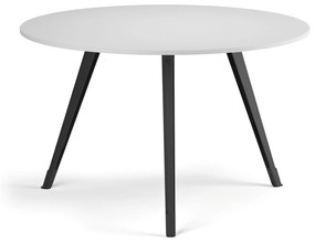 Stolik kawowy PRIMO ZEN, średnica 120 cm, czarna podstawa, biały