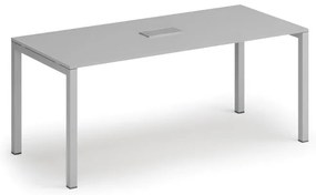 Stół konferencyjny PRIMO SQUARE, 180x80 cm, szary + port blatowy TYP I, srebrny
