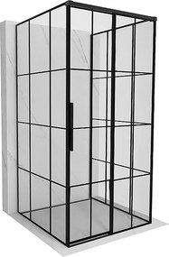 Mexen Rox-3S kabina prysznicowa 3-ścienna rozsuwana prawa 120 x 120 cm, czarna kratka, czarna - 8C2-120-120-70-77-3S-P
