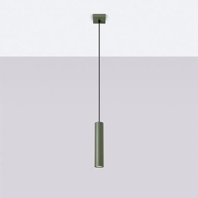 Lampa wisząca loft Toris, stal - 1 źródło światła 4000K - L.8 x H.118 cm - zielony oliwkowy