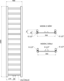 Mexen Bolt grzejnik łazienkowy 1800 x 400 mm, 406 W, biały - W126-1800-400-00-20