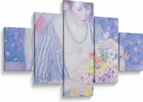 Obraz - Frederick Carl Frieseke,  The Basket of Flowers, reprodukcje (125x70 cm)