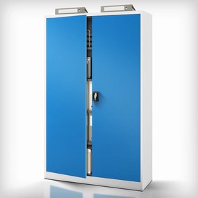 Szafa biurowa metalowa na akta szaro-niebieska JAN II, 1150 x 1850 x 400 mm