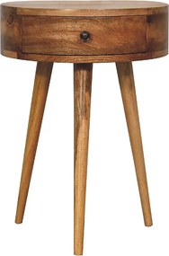 Okrągły stolik nocny Mini Oak-ish Artisan Furniture, 1 szuflada, brązowy