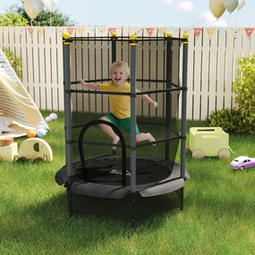 HOMCOM Trampolina dla dzieci, Ø140 cm, z siatką bezpieczeństwa, na zewnątrz i do środka, stal, plastik, do 50 kg, czarna