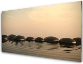 Panel Szklany Refleksy Wody na Kamieniach