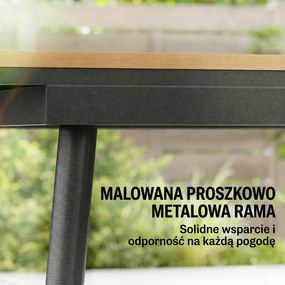 Outsunny Stół Ogrodowy 140 x 80 cm dla 6 Osób, Odporność na Warunki Atmosferyczne, Blat WPC, Regulowane Nóżki, Teak | Aosom PL