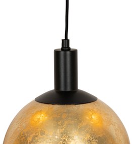 Designerska lampa wisząca czarna ze złotym szkłem 5-świateł - BertDesignerski Oswietlenie wewnetrzne