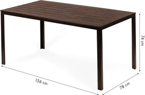 Stół ogrodowy polywood dla 6 osób Sorelia 156x78 cm, brązowy