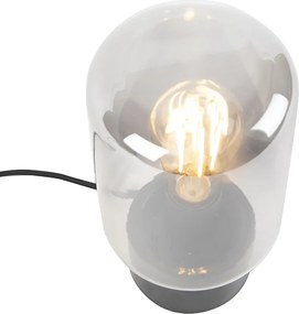 Designerska lampa stołowa czarna z dymionym szkłem - Bliss Cute