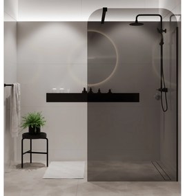 Ścianka prysznicowa WALK IN FIX grafitowa 8 mm MOLIS Grafit Square MASSI I Różne rozmiary : Kolor profili kabiny - złoty, Szerokość ścianki - 120 cm, Typ montażu - WALK in FIX (Do ściany)