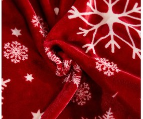 PrzytulneMieszkanie.pl PrzytulneMieszkanie.pl PrzytulneMieszkanie.pl Zestaw 2szt. pościeli z mikropluszu SNOWFALL czerwone + prześcieradło z mikropluszu SOFT 180x200 cm białe, podwójne łóżko