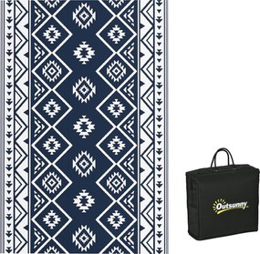 Outsunny Dywan zewnętrzny, Tarasowy dywan, odporny na warunki atmosferyczne, nowoczesny design, 182 cm x 274 cm x 0,3 cm, Czarno + Biały