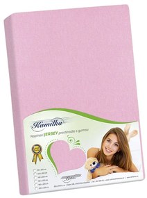 Prześcieradło z dżerseju Kamilka różowy, 120 x 200 cm