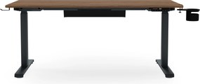 Biurko elektryczne z regulacją wysokości ergonomiczne antracytowe/orzech,1400x700 mm: ARIA
