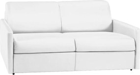 Kanapa 3-osobowa rozkładana typu expres z ekoskóry CALIFE - Biały - Miejsce do spania 140 cm - Materac 18 cm