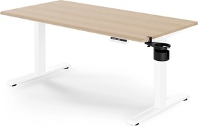 Biurko elektryczne z regulacją wysokości ergonomiczne białe/dąb sonoma,1400x700 mm: ARIA
