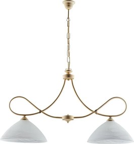 Dallas żyrandol 2 światła, kość słoniowa lakierowane żelazo, stare złoto, klosze alabastrowe Ø13 cm