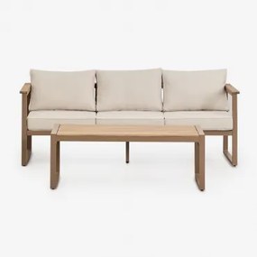 Zestaw Ogrodowy Z 3-osobową Sofą I Stolikiem Kawowym Z Aluminium I Drewna Akacjowego 110x55cm Lipov Moka Brown - Sklum