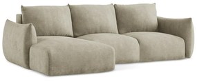 Beżowy rozkładany narożnik z tkaniny szenilowej (lewostronny/z szezlongiem) Leila – Makamii