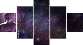 Obraz - Budda z kwiatami życia (125x70 cm)