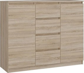 Komoda Malwa 2D4S | Dąb Sonoma | 120x40x97 cm | 2 Drzwi, 4 Szuflady