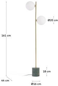 Lampa stojąca w zielono-złotym kolorze ze szklanym kloszem (wys. 161 cm) Lonela – Kave Home