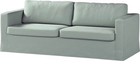 Pokrowiec na sofę Karlstad 3-osobową nierozkładaną, długi kolor zielony tkanina strukturalna