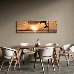 Obraz - Delfin o zachodzie słońca (170x50 cm)