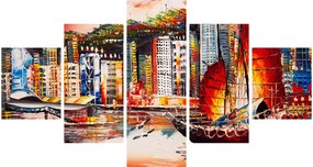 Obraz - Victoria Harbor, Hong Kong, obraz olejny (125x70 cm)