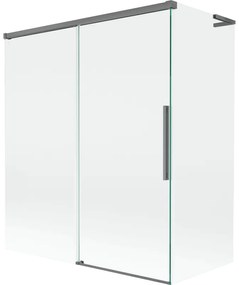 Mexen Rox L parawan nawannowy 2-skrzydłowy rozsuwany 140 + 70 x 150 cm, transparent, gun metal - 8C9L-140-070-95-00