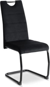 Krzesło Tapicerowane LOPEZ Czarne Na Płozach Welurowe Nowoczesne