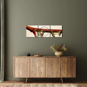 Obraz kropli na gałęzi (z zegarem) (90x30 cm)