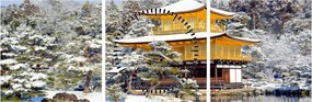 Obraz - Kinkakuji, Japonia (z zegarem) (90x30 cm)