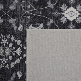 Dywan vintage INKA Floral z Efektem Postarzenia Czarno-Szary 240 cm x 340 cm