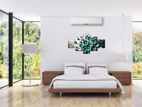 Obraz - 3D turkusowe kwiaty (125x70 cm)