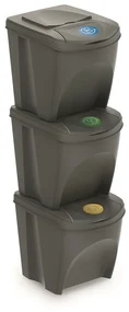 Kosz do segregacji śmieci Sortibox 25 l, 3 szt., szary