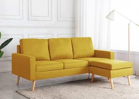 3-osobowa żółta sofa z podnóżkiem H6-B21
