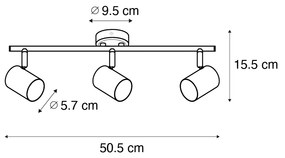 Nowoczesna czarna lampa punktowa z uchylnymi 3 lampami z drewna – Jeana Nowoczesny Oswietlenie wewnetrzne