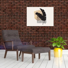 Obraz na szkle - Abstrakcja z tropikalnymi liśćmi N⁰4 (70x50 cm)