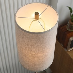 HOMCOM Lampa Stojąca, Elegancka Lampa Podłogowa ze Stali z Abażurem z Tkaniny, Lampa do Salonu, Przełącznik na Łańcuszku, Złoto+Biały