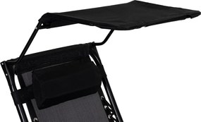 Składany leżak ogrodowy z regulowanym daszkiem Corfu 009, czarny