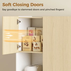 HOMCOM Szafka kuchenna 170 cm, nowoczesna szafa z otwartą półką, regulowane półki, wygląd drewna naturalnego | Aosom PL