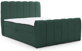 Ciemnozielone łóżko kontynentalne tapicerowane boucle K0-K99