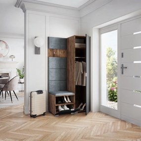 Masseno Garderoba LORI 95/181/51 cm Nowoczesna Szafa do Przedpokoju Dąb lefkas, MONOLITH 85 (Szary)