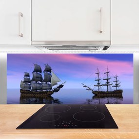 Panel Szklany Kolorowe Łodzie Na Falach