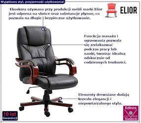 Czarne krzesło biurowe z ekoskóry - Pylios