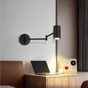 NETTLIFE Zestaw 2 lampek ściennych w kolorze czarnym, 2 sztuki, obrotowe metalowe retro GU10